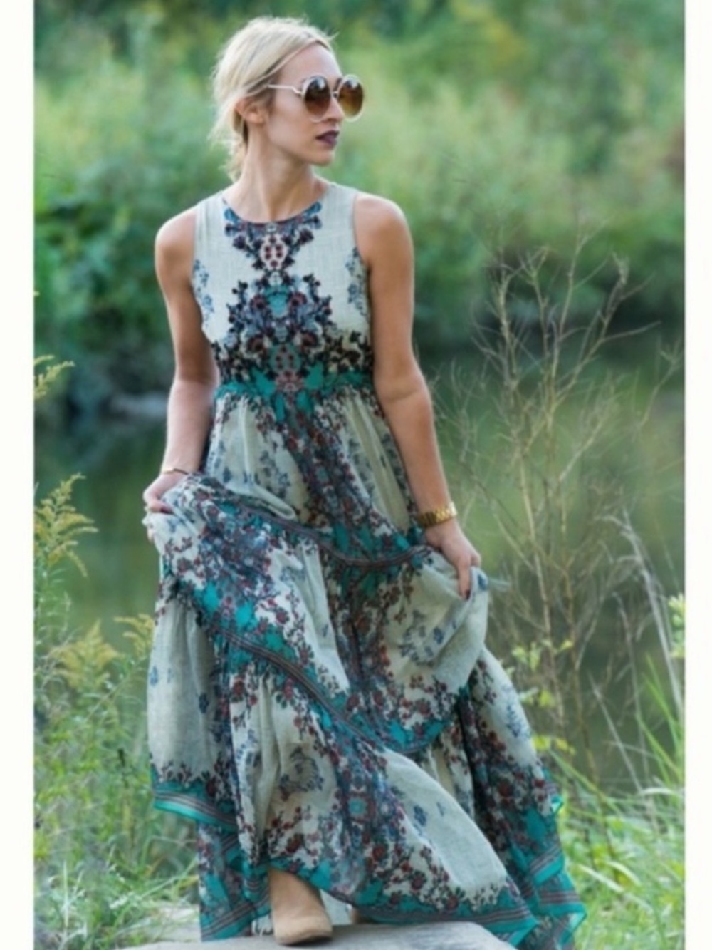 ANTHROPOLOGIE Bhanuni by Jyoti Madera Maxi Dress Sleeveless Floral size 2P - Picture 7 of 16